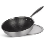 Edenberg 30Cm Wok Fry Pan With Lid Stove Tops Cast Iron