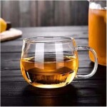 Glass Coffee Tea Mugs Set of 2, Clear Coffee Cups for Hot or Cold Beverages