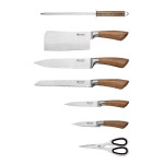 EDENEBERG Kitchen Knife Set with Holder | Premium High-Carbon Stainless Steel Kitchen Knife Set with Shears & Sharpener- Set of 8 Pieces, Brown-Silver