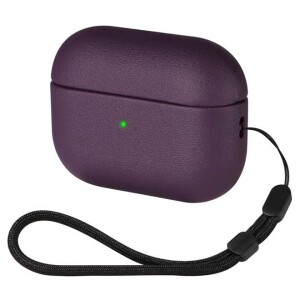 AirPods Pro 2  with Leather Silicone Case Front LED Light  Visible Compatible with AirPods Pro 2nd Generation Purple