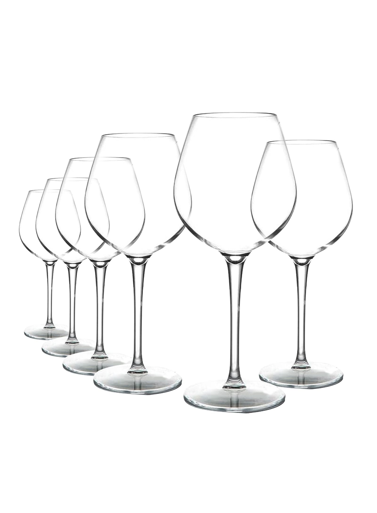 Crystal Red Wine Glasses Set of 6, 17 Ounce Thin Rim Classic Round Bowl Stemmed Allpurpose Wine