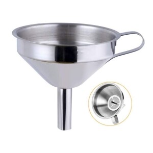 Funnel 5-Inch Food Grade Stainless Steel Kitchen Funnel with Strainer Filter for Transferring of Liquid Dry Ingredients and Metal Cooking Funnel