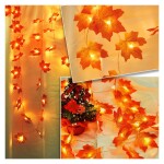Maple Leaves String Lights Battery Operated 32.8 Ft 100 LED Fall Lights for Indoor Outdoor Holiday Autumn Home Party Decor