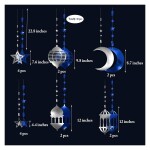 8 Pieces Gold Star Crescent Moon Ramadan Lantern Garland EID Ramadan Decoration for Home Happy Party Decor Hanging Streamer Wedding Backdrop Banner Birthday Party