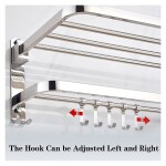 Bathroom Towel Rack Set with 5 Removable Hook,Folding Towel Bars Wall Mount Holder,Anti-rust Water-proof ,SUS 304 Stainless Steel