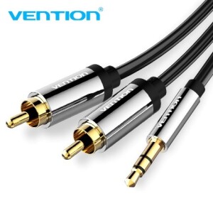3.5mm Male to 2RCA Male Audio Cable 5M Black Metal Type