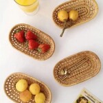 Rattan Tray Decorative Serving Tray with Handles Set of 2