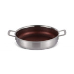 24Cm Shallow Pot With Lid Wine Honey Comb Coating