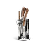 EDENBERG Kitchen Knife Set | Knife Set Holder for Kitchen with Carbon Stainless Steel | Multipurpose Knives Set Stand (Silver-Brown)