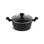 EDENBERG 15-piece Black Hexagon Design Forged Cookware Set| Stove Top Cooking Pot| Cast Iron Deep Pot| Butter Pot| Chamber Pot with Lid| Deep Frypan