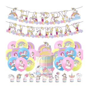 Unicorn Birthday Decorations Happy Party Balloons Banner Supplies for Boys Men Kids Happy Birthday Balloons for Party Decor Suit