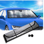 Car Front Windscreen UV Protection Sunshade Silver Color 1-Set Size 60x130 and Car Side Windows Shade 2-Set