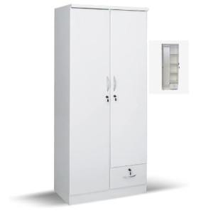 MAF Door Wooden Wardrobe, MAF-621 WHITE Cabinet,Cupboard Of Engineered Wood With 1 Lockable Drawer Perfect Modern Stylish Heavy Duty Color WHITE