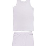 Cotton Vest Undershirt and Short Underwear Boy Set White