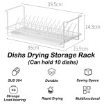 Dish Rack with Removable Cutlery Holder and Drainboard,Compact Dish Drainer,Stainless Steel Dish Drying Rack