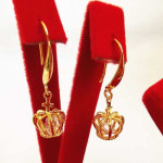 24K Gold Filled Crown Drop Earrings For Women