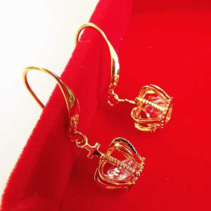 24K Gold Filled Crown Drop Earrings For Women