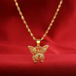 24K Gold Plated Butterfly Charm Pendant with Collier Femme Chain Necklace For Women