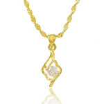 24K Gold Plated Flower Design Necklace with WaterDrop Chain for Women