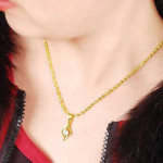 24K Gold Plated Crystal Flower Pendant With WaterWave Chain for Women