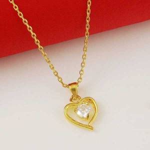 24K Gold Plated Heart Shape Pendant with Chain Necklaces For Women