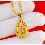 24K Pure Gold Filled Waterdrop Pendant With Chain Collier For Women