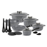 EDENBERG 15-piece Round Cookware Set| Stove Top Cooking Pot| Cast Iron Deep Pot| Butter Pot| Chamber Pot with Lid