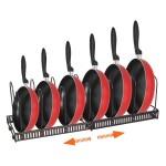 Pot Rack Organizer,Expandable Pot and Pan Organizer for Cabinet,Pot Lid Organizer Holder with 7 Adjustable Compartment