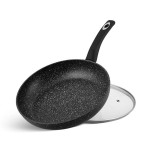 22Cm Fry Pan With Lid Ceramic-Marble Coat, Non-Stick, Pfoa Free
