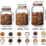 Airtight Glass Storage Jar with Acacia Wood Air-tight Lid,3 Pack Borosilicate Glass Kitchen Canisters,1250ml+2000ml+3000ml