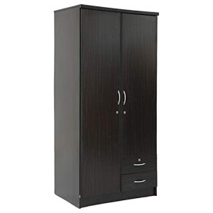 2 Door Wooden Wardrobe, Wenge - D50 x W90 x H190 cm by Galaxy Design, Black, GDF-622