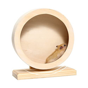  Hamster Exercise Wheel,Silent Wooden Small Pets Exercise Wheel,Gerbil Wheel,Running Spinner Wheel Play Toy Hedgehogs Guinea Pigs (S, Wooden)