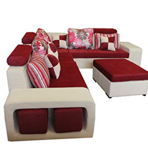 living room- corner sofa set-double coloure -with pillows-table