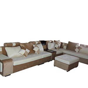 Living Room Sofa - Sofa - Fashion Fabric Sofa - Combination SetSimple Leisure Sofa,Color:gold/halfwhite