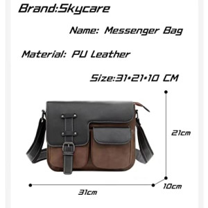 Skycare Leather Messenger Bag Sling Bag Crossbody Bag Shoulder Bag for Men