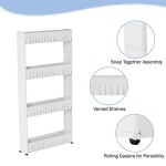 Mobile Shelving Unit Organizer with 4 Large Storage Baskets, Slim Slide Out Pantry Storage Rack for Narrow Spaces by Everyday Home