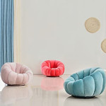 Sofa Chair Indoor Pumpkin Shaped Fabric Modern Set Style Living room Furniture lounge chair (pink)