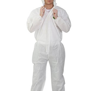 Raygard White Disposable Hooded Coveralls SMS, White, Middle(1 Pack)