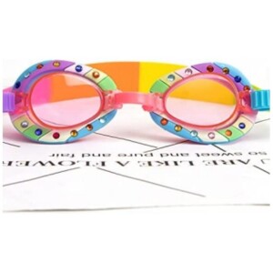 Kids Swim Goggles, Anti Fog No Leak UV Protection Wide View Swim Goggles for Age 3-16 Boys Girls (Rainbow)