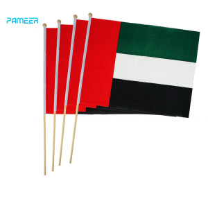 12 Pcs UAE National Day Celebration Flags Hand Held Flags Emirati National Days Flags Wooden Hand Grip UAE Flags