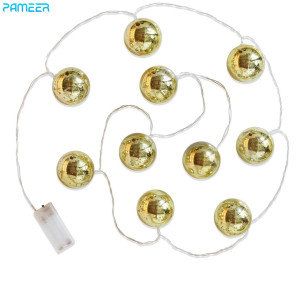 LED String Lights 2mtr 9 LEDs Golden Bauble Ball Fairy String LED Light AA Battery Operated LED Strip for Christmas