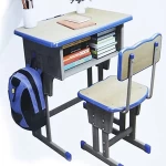 In House Children Study Table And Chair Set, Adjustable Height, Beige And Blue Color Steel