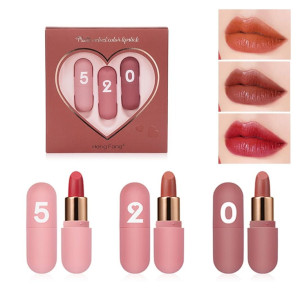 Heng fang Velvet Capsule Lipstick Pack of 3 Gift Box Matte
