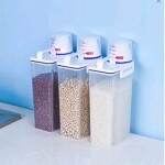 Rice Storage Bin Cereal Containers Dispenser with BPA Free Plastic + Airtight Design + Measuring Cup + Pour Spout - 2KG Capacities of Rice Perfect for Rice Cooker