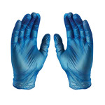 Bio Safety (BOS) Disposable Blue Vinyl Gloves, Powder Free, Non Sterile, Latex Free Rubber,100 Count, Food Safe ,size M