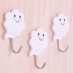 DLORKAN 3pcs Self Adhesive Bathroom Kitchen Clouds Hanger Hooks Adhesive Stick On The Wall Hanging Door Clothes Towel Rack Holder