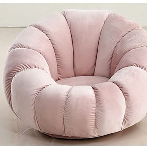 Sofa Chair Indoor Pumpkin Shaped Fabric Modern Set Style Living room Furniture lounge chair (pink)