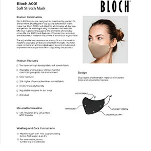 Bloch Soft Stretch Reusable Face Mask (Pack of 3), Black, 3 Count (Pack of 1)