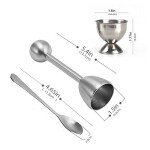 Yunfeng Stainless Steel Opener Soft Hard Boiled Egg Shell Topper Cutter Set with 2 Egg Cups 2 Spoons