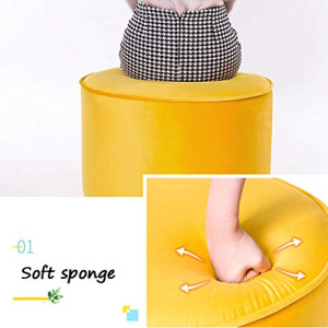 Round Footstool Soft Velevt Ottoman Foot Stool Makeup Dressing Stool Sofa Change Shoes Low Stool Removable and Washable Cover Max Load 60KG (2 Sizes)